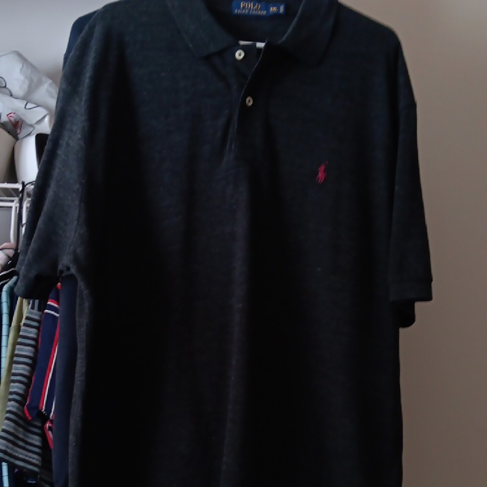 Polo Ralph Lauren Mens XXL DK  Gray Heathered Short Sleeve Polo Shirt Red Pony